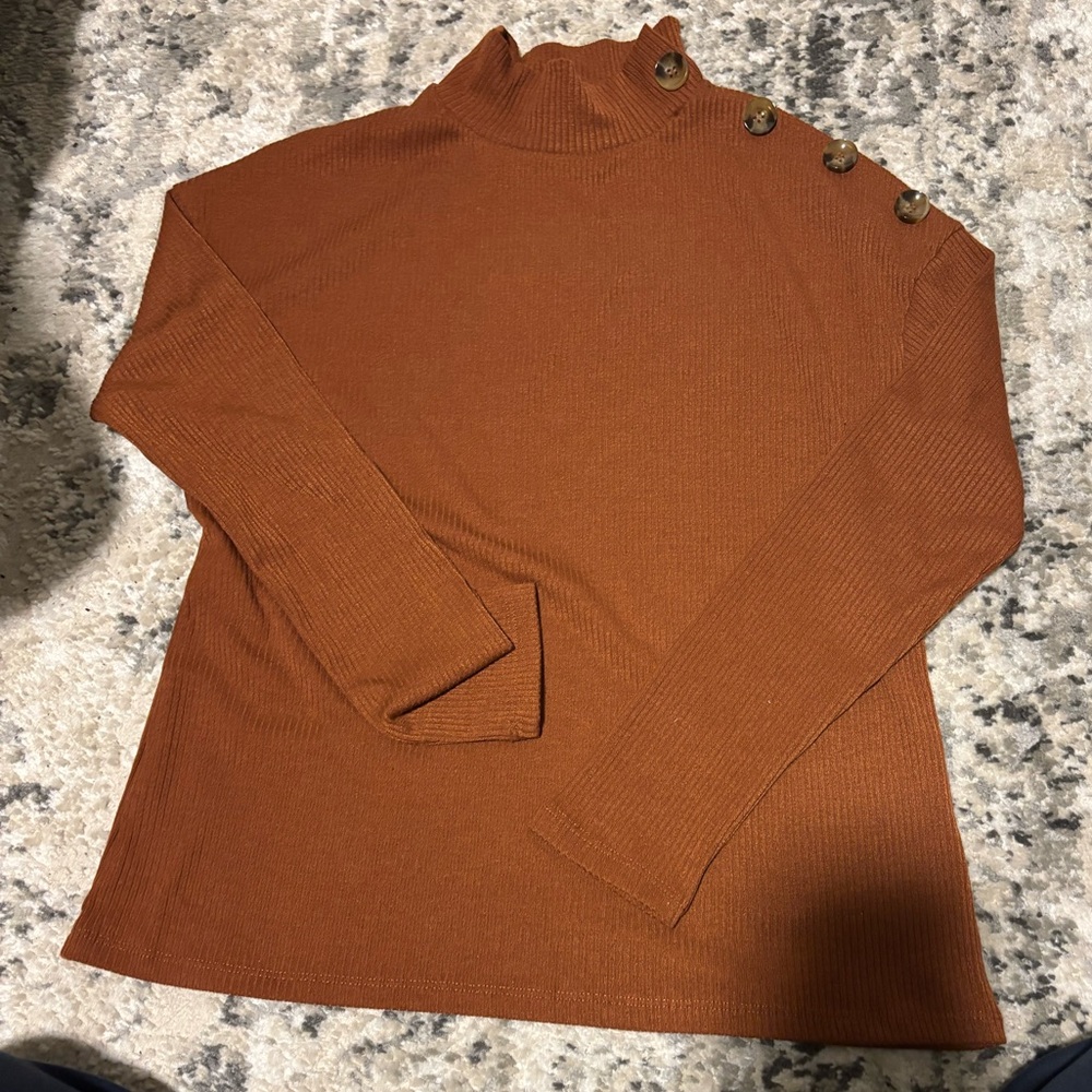 Sophie Rue Women's Brownish Orangish Long Sleeve Top with Button Detail